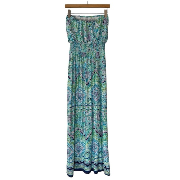 Lilly Pulitzer Marnie Strapless Blue Ibiza Maxi Dress - Picture 4 of 13